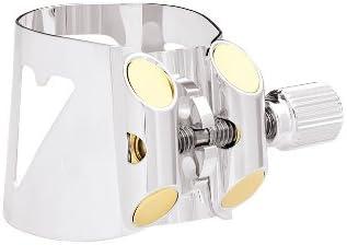 imageVandoren LC07P Optimum Ligature and Plastic Cap for Alto Saxophone Gilded with 3 Interchangeable Pressure Plates BlackEb Clarinet