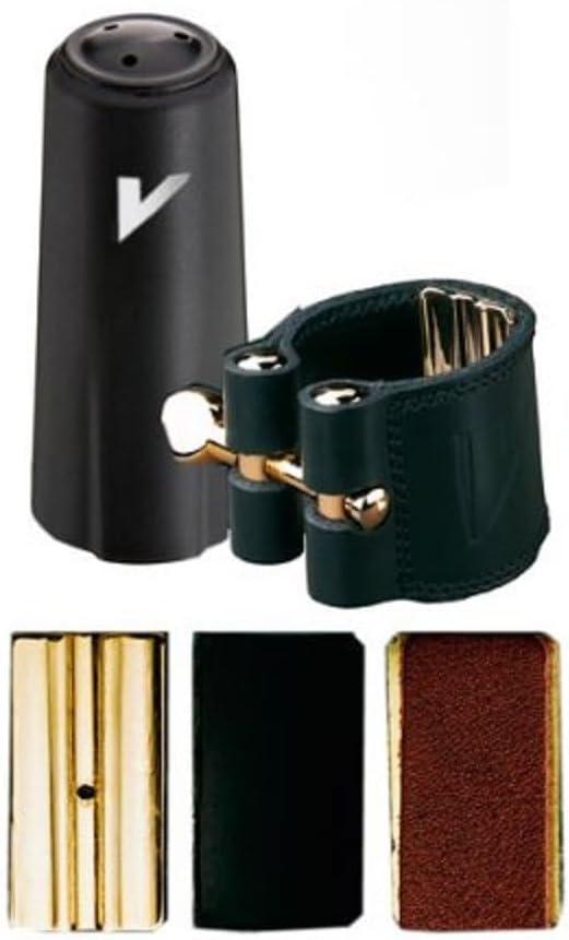 imageVandoren LC21P Leather Ligature and Plastic Cap for Bb Clarinet with 3 Interchangeable Pressure PlatesTenor Sax