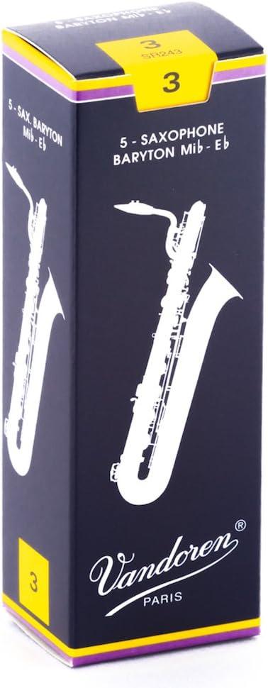 imageVandoren SR243 Bari Sax Traditional Reeds Strength 3 Box of 5Strength 3