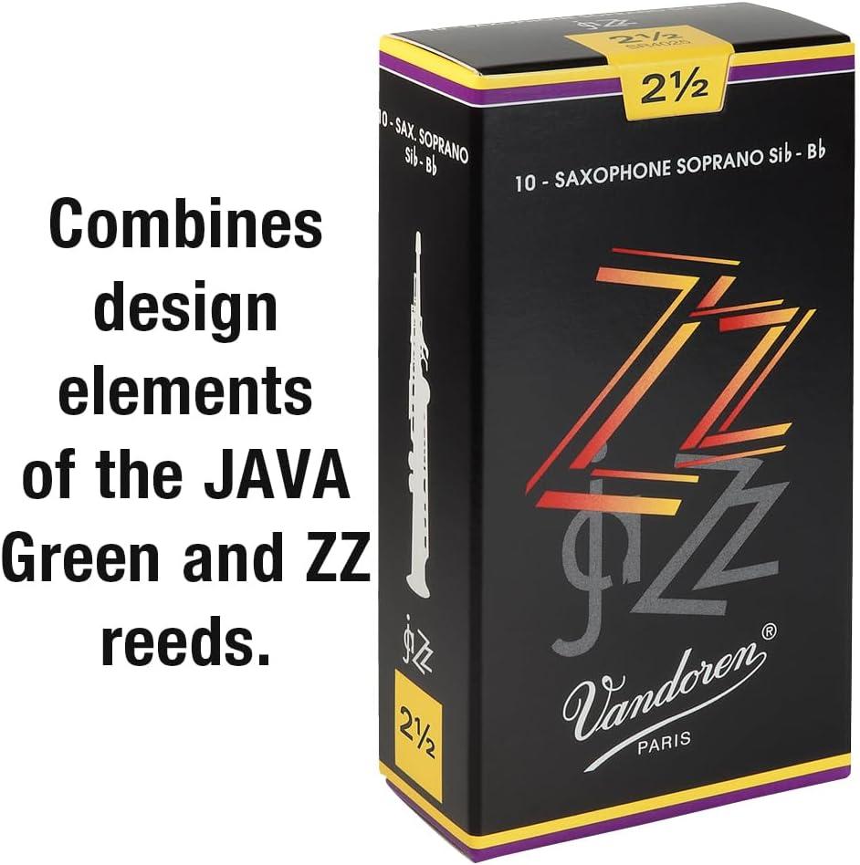 imageVandoren SR4025 Soprano Sax ZZ Reeds Strength 25 Box of 10Strength 25