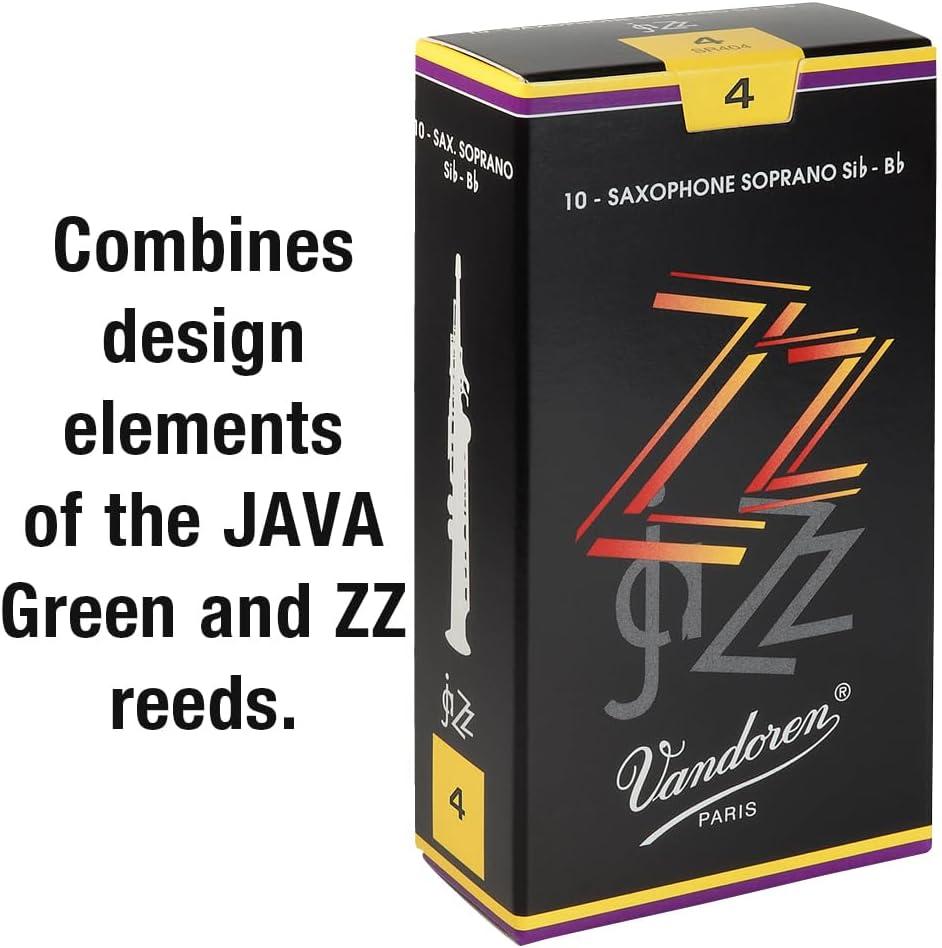 imageVandoren SR4025 Soprano Sax ZZ Reeds Strength 25 Box of 10Strength 4