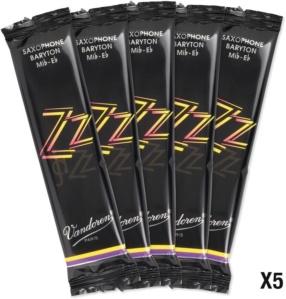 imageVandoren SR443 Bari Sax ZZ Reeds Strength 3 Box of 5 blackStrength 25