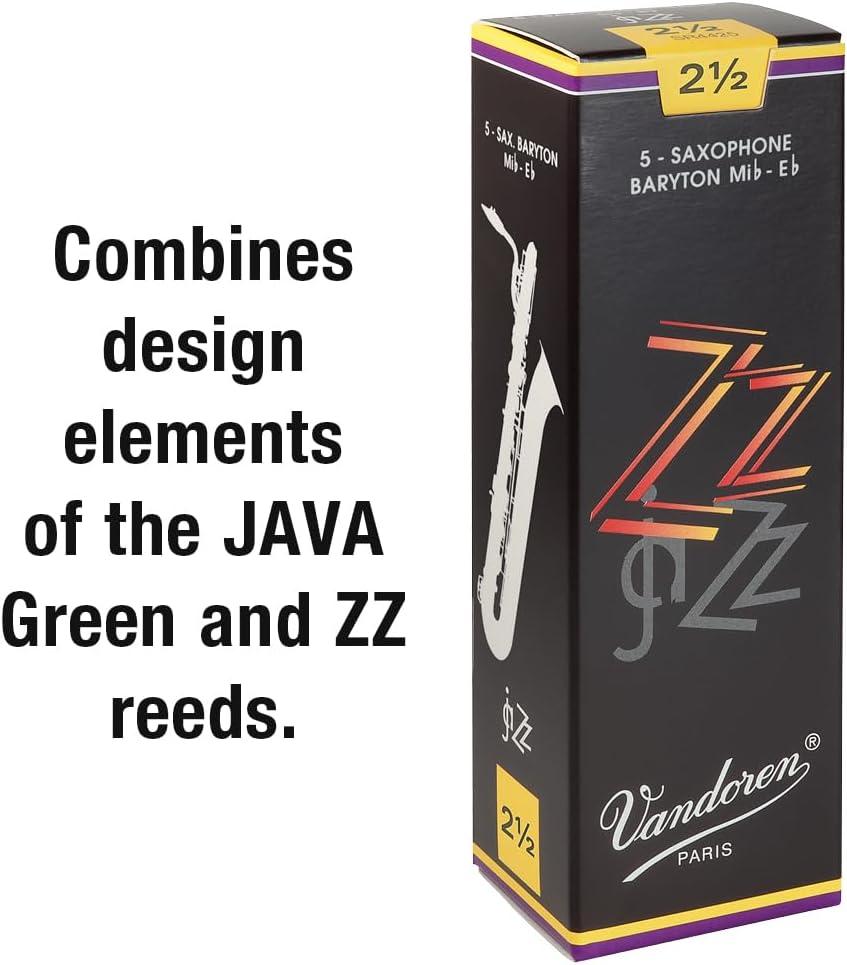 imageVandoren SR443 Bari Sax ZZ Reeds Strength 3 Box of 5 blackStrength 25