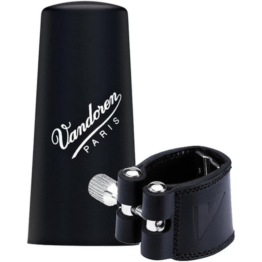imageVandoren LC21P Leather Ligature and Plastic Cap for Bb Clarinet with 3 Interchangeable Pressure PlatesEb Clarinet