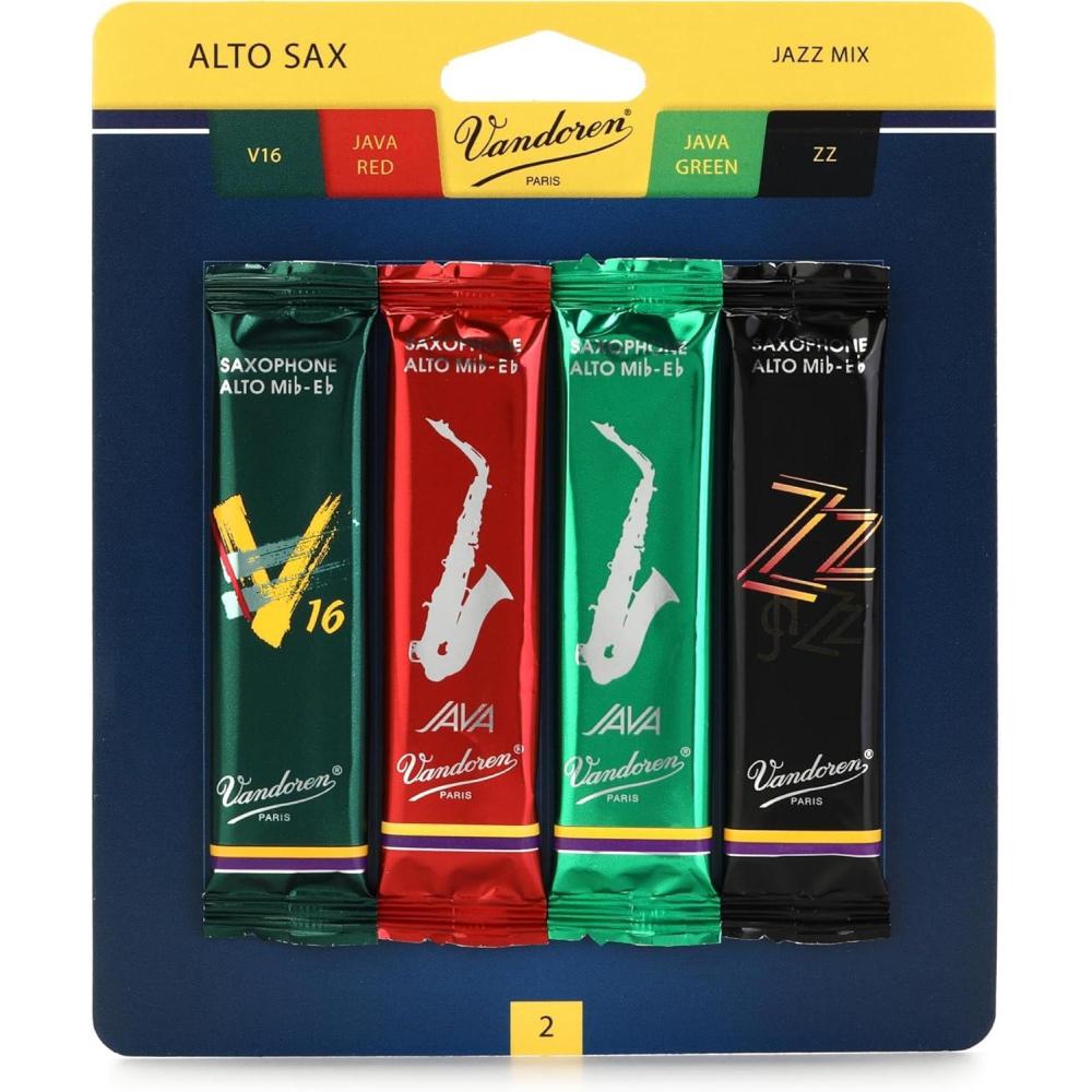 imageVandoren SRMIXA3 Alto Sax Jazz Reed Mix Card includes 1 each ZZ V16 JAVA and JAVA Red Strength 3Strength 2