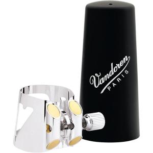 imageVandoren LC07P Optimum Ligature and Plastic Cap for Alto Saxophone Gilded with 3 Interchangeable Pressure Plates BlackAlto Clarinet