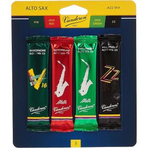imageVandoren SRMIXA3 Alto Sax Jazz Reed Mix Card includes 1 each ZZ V16 JAVA and JAVA Red Strength 3Strength 3