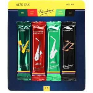 imageVandoren SRMIXA3 Alto Sax Jazz Reed Mix Card includes 1 each ZZ V16 JAVA and JAVA Red Strength 3Strength 35