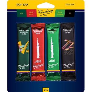 imageVandoren SRMIXS3 Soprano Sax Jazz Reed Mix Card includes 1 each ZZ V16 JAVA and JAVA Red Strength 3Strength 25