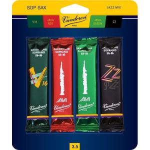 imageVandoren SRMIXS3 Soprano Sax Jazz Reed Mix Card includes 1 each ZZ V16 JAVA and JAVA Red Strength 3Strength 35