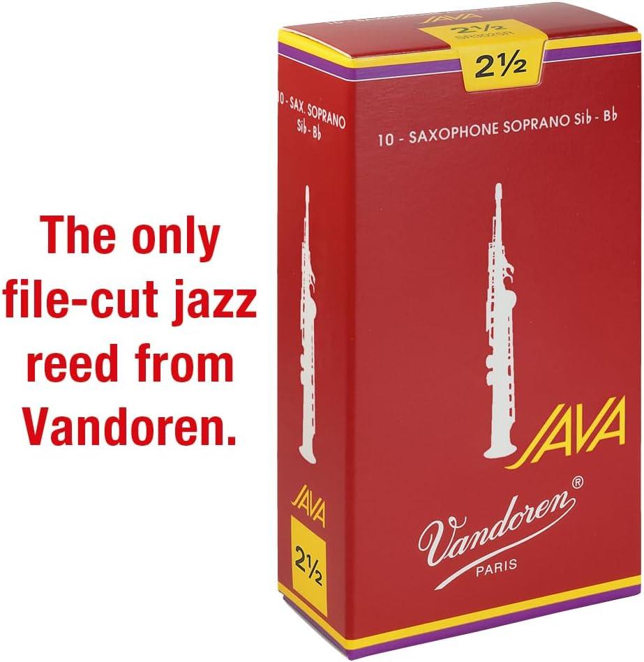 imageVandoren SR3025R Soprano Sax JAVA Red Reeds Strength 25 Box of 10Strength 25