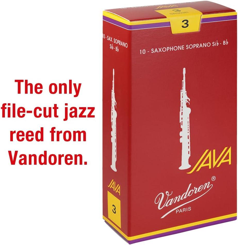 imageVandoren SR3025R Soprano Sax JAVA Red Reeds Strength 25 Box of 10Strength 3