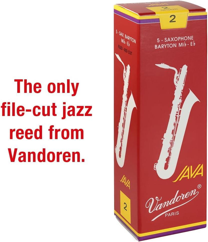 imageVandoren SR343R Bari Sax JAVA Red Reeds Strength 3 Box of 5Strength 2