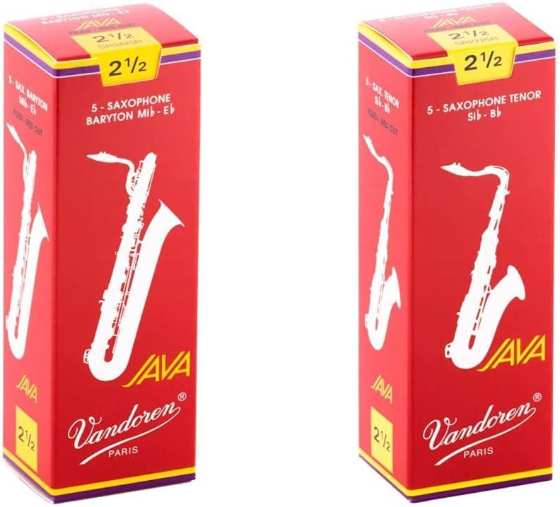 imageVandoren SR343R Bari Sax JAVA Red Reeds Strength 3 Box of 5Strength 25