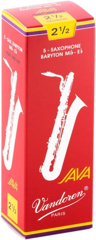 imageVandoren SR343R Bari Sax JAVA Red Reeds Strength 3 Box of 5Strength 25