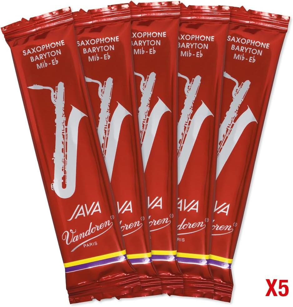 imageVandoren SR343R Bari Sax JAVA Red Reeds Strength 3 Box of 5Strength 3