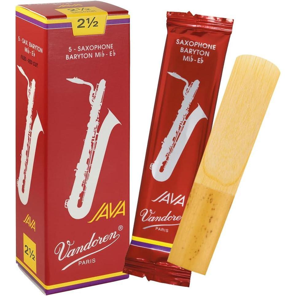 imageVandoren SR343R Bari Sax JAVA Red Reeds Strength 3 Box of 5Strength 25
