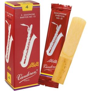 imageVandoren SR343R Bari Sax JAVA Red Reeds Strength 3 Box of 5Strength 4